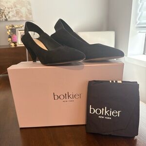 BOTKIER Suede "Cobble Hill" Quiet Luxury Cone Heel Slingback Pumps
